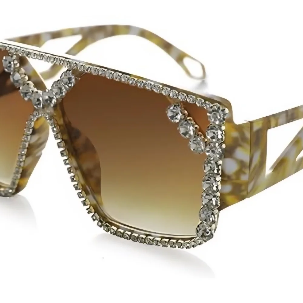 GLAMOROUS CRYSTAL RHINESTONE  GRADIENT BROWN CHIC NEW  NONGLARE SUNGLASSES